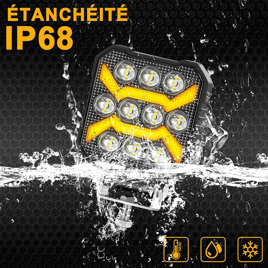 Phare LED Anti-brouillard 1PCS avec 5 Modes d’éclairage 12V-24V IP68 étanche – مصباح عالي السطوع للسيارات والدراجات النارية