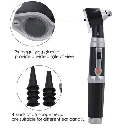 Otoscope 3X avec LED loupe de contrôle d’oreille portable avec 8 capuchons – جهاز فحص الأذن