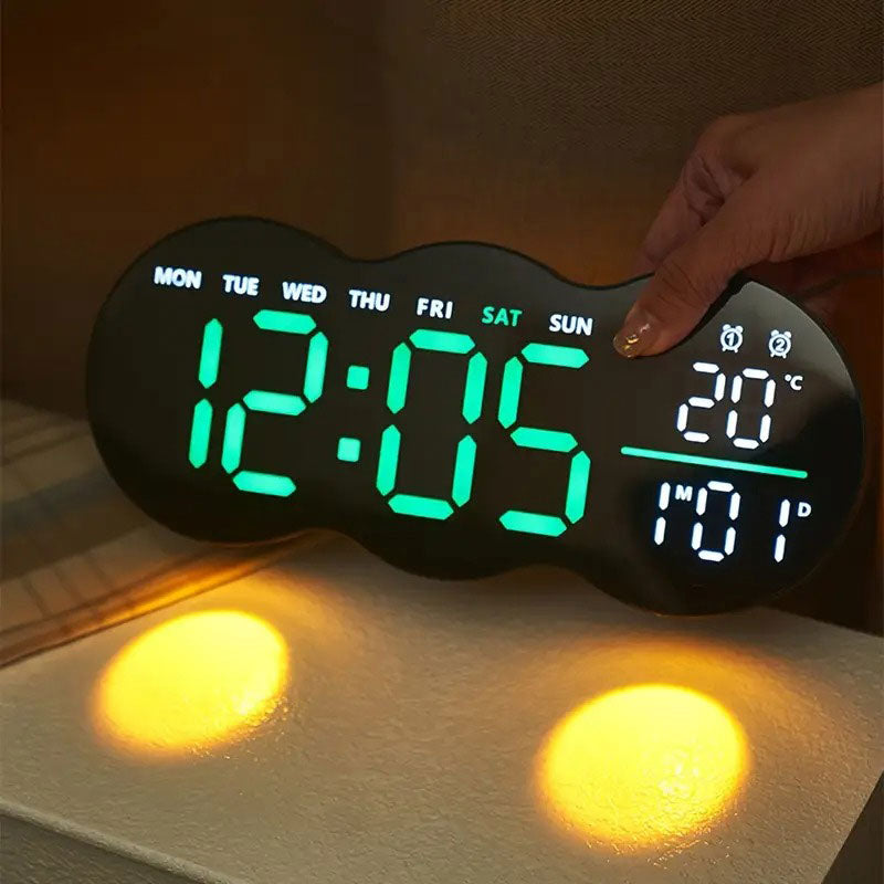 Horloge murale numérique à LED avec télécommande YX-2808 – ساعة حائط مع إضاءة مدمجة