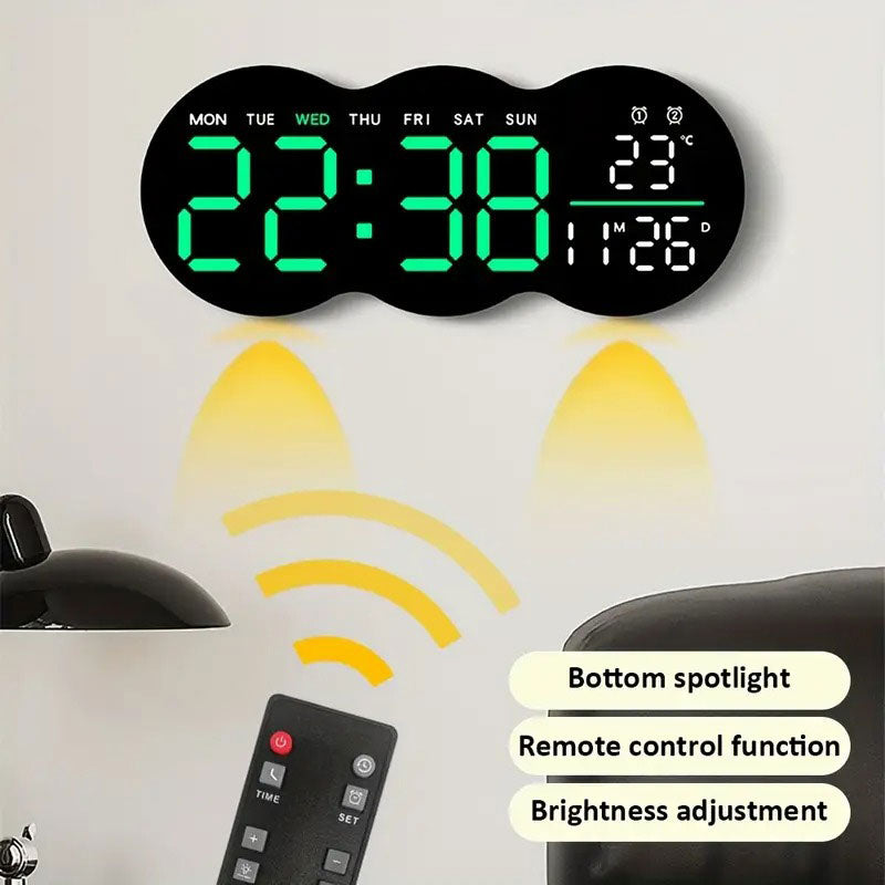 Horloge murale numérique à LED avec télécommande YX-2808 – ساعة حائط مع إضاءة مدمجة