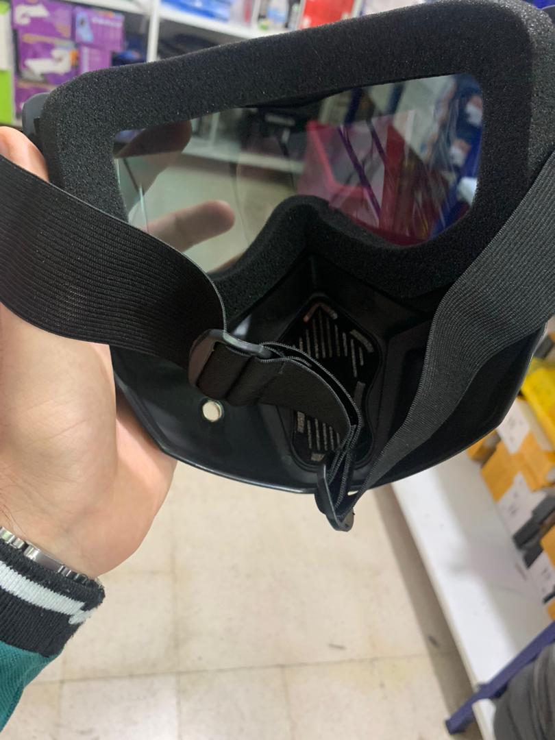 PACK Casque Moto avec Lunettes Amovibles + Gants Anti-dérapants avec conception d’amortissement