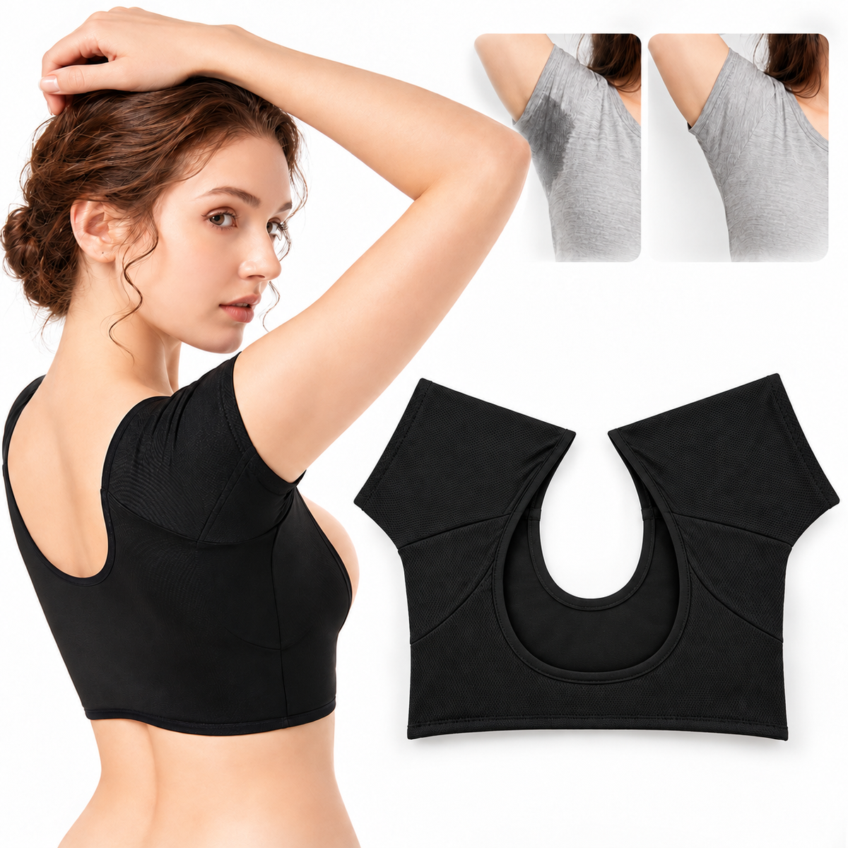 Coussinets de sudation en forme de t-shirt Réutilisables et lavables Pour les aisselles
