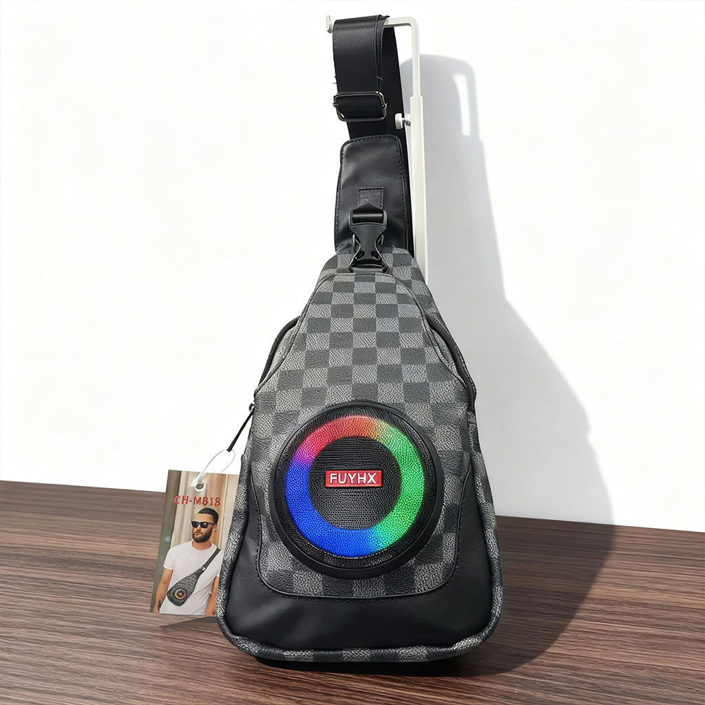 Sac à Bandoulière avec Haut Parleur Bluetooth Rechargeable RGB CH-M818 – حقيبة رجالية مع مكبر صوت بلوتوث مدمج