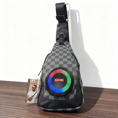 Sac à Bandoulière avec Haut Parleur Bluetooth Rechargeable RGB CH-M818 – حقيبة رجالية مع مكبر صوت بلوتوث مدمج