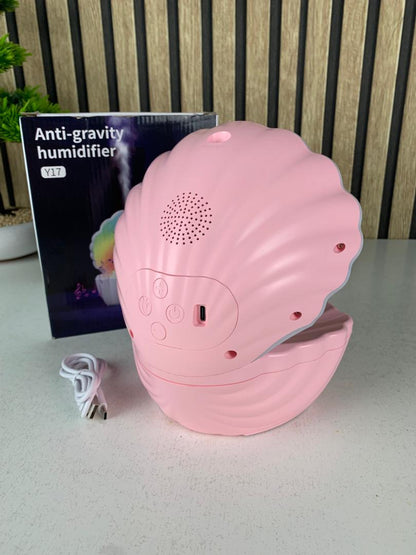 Humidificateur d’air et Haut Parleur BT avec lumière d’ambiance antigravité 550ml – مكبر صوت ومعطر جو على شكل محار البحر