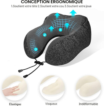 Coussin de Voyage en Mousse à Mémoire de Forme avec Capuche - وسادة سفر طبية بميموري فوم وغطاء رأس