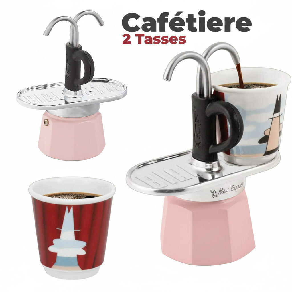 Cafetière Expresso 2 Tasses avec 2 Fontaine Rose – ماكينة تحضير القهوة