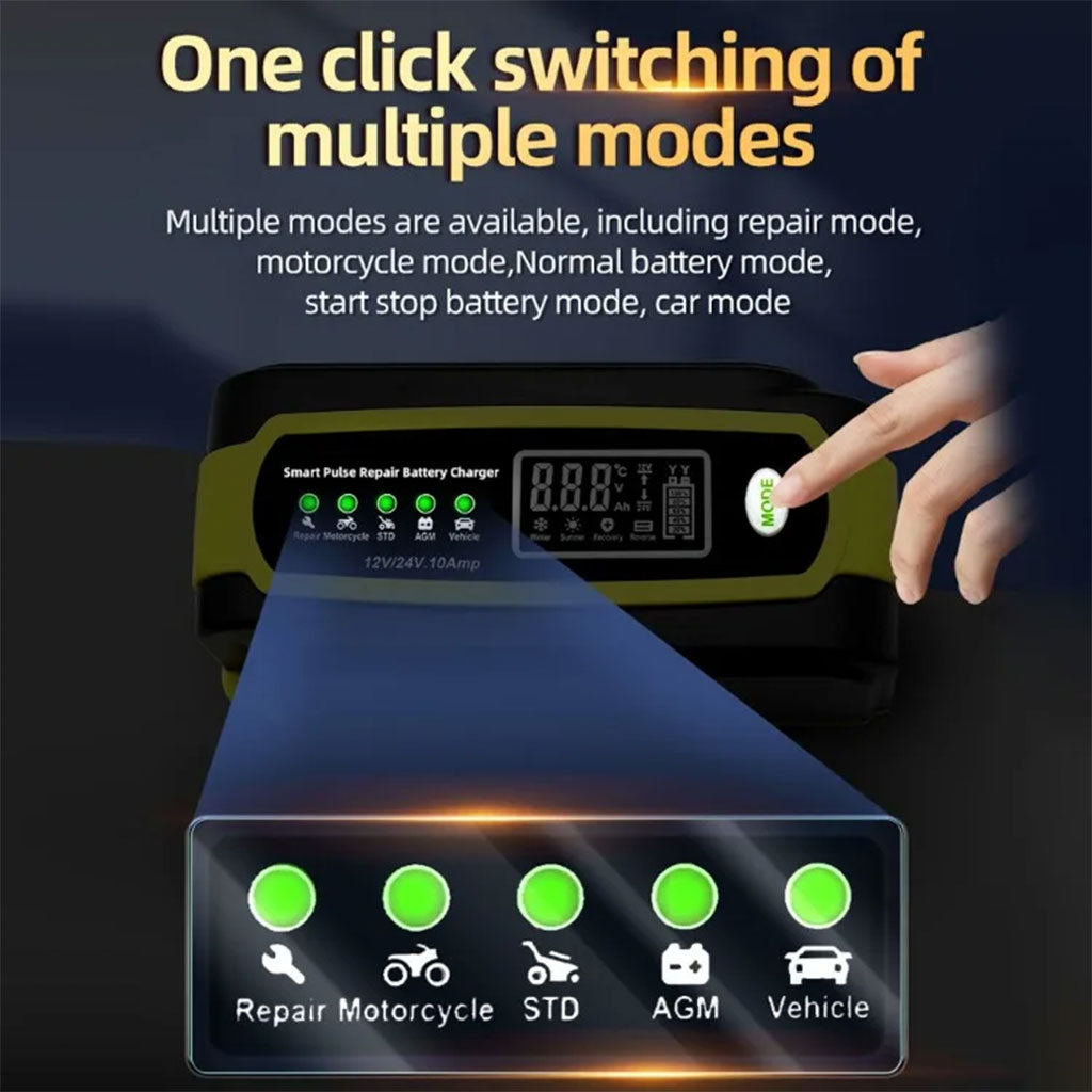 Chargeur de batterie voiture automatique intelligent 12-12v.10Amp – شاحن بطارية للسيارات