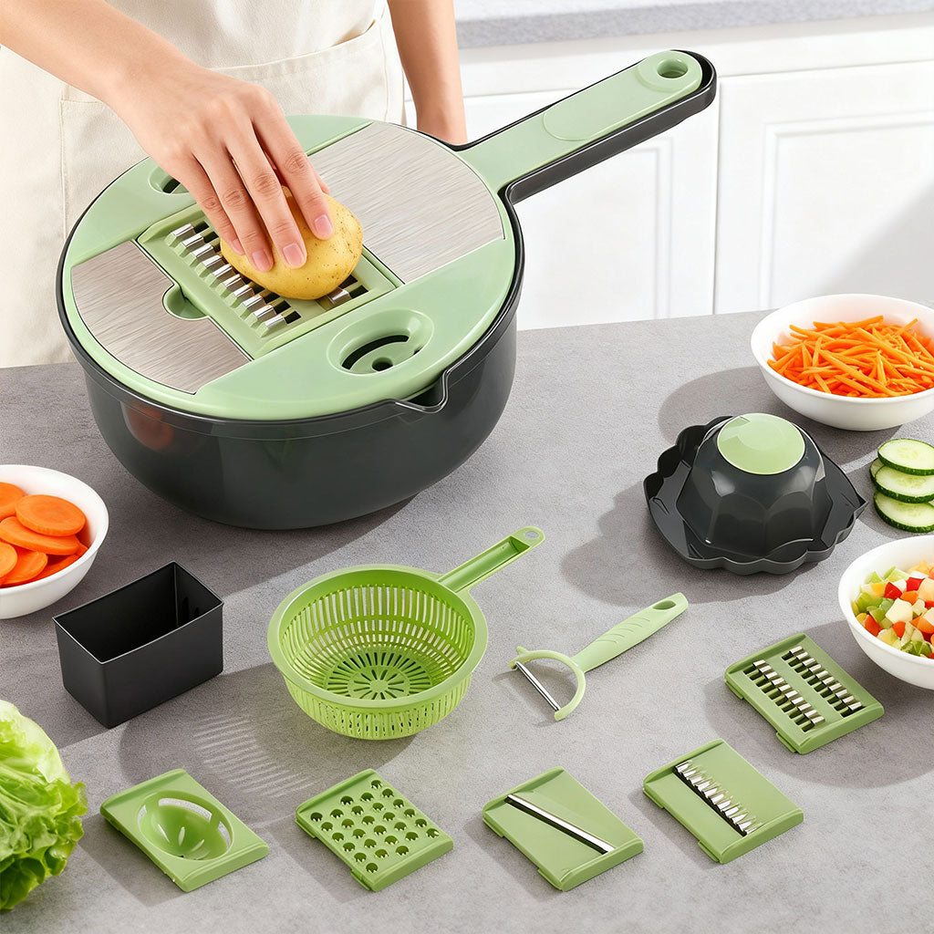 Râpe Multifonction 9en1 pour trancher les légumes – قطاعة خضر متعددة الإستعمالات