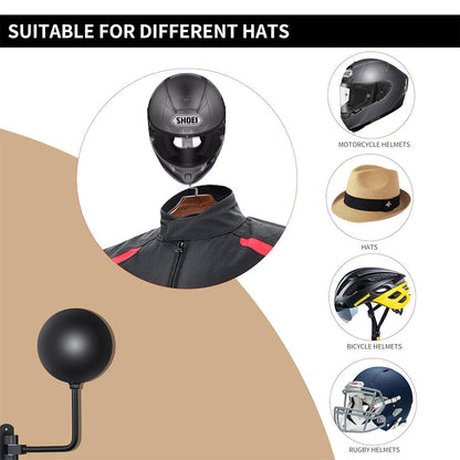 Support Mural pour Casque avec 2 Crochets pour Manteaux – حامل خوذة يُثبّت على الحائط مزود بخطافين للمعاطف