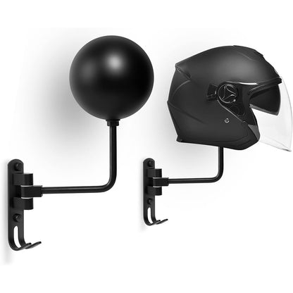 Support Mural pour Casque avec 2 Crochets pour Manteaux – حامل خوذة يُثبّت على الحائط مزود بخطافين للمعاطف