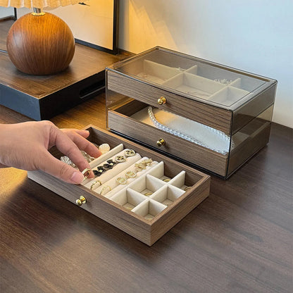 Coffret à bijoux en bois à 3 niveaux très élégant couleur noyer – علبة تنظيم المجوهرات