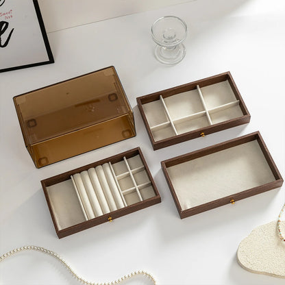 Coffret à bijoux en bois à 3 niveaux très élégant couleur noyer – علبة تنظيم المجوهرات