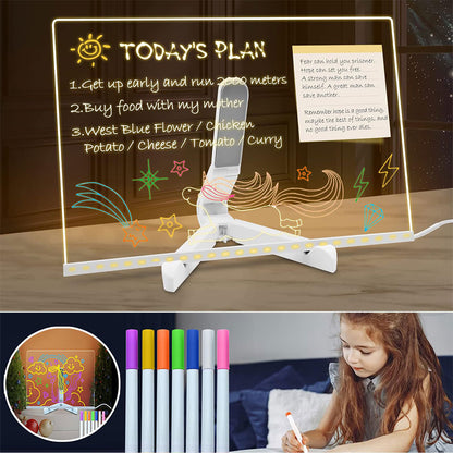 Tableau mémo LED lumineux avec stylo 7 couleurs et support – لوحة كتابة مضيئة للأطفال