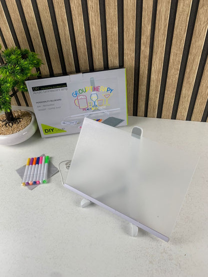 Tableau mémo LED lumineux avec stylo 7 couleurs et support – لوحة كتابة مضيئة للأطفال