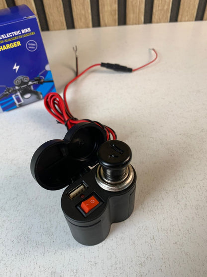 Chargeur USB 12 V pour guidon de moto avec prise allume-cig–are – مقبس طاقة لدرجات النارية
