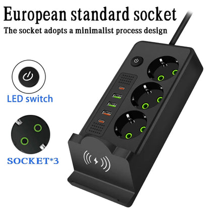 Multiprise 3 SOCKET 2500W avec USB, Type-C et chargement sans fil – مقبس طاقة وشاحن لاسلكي