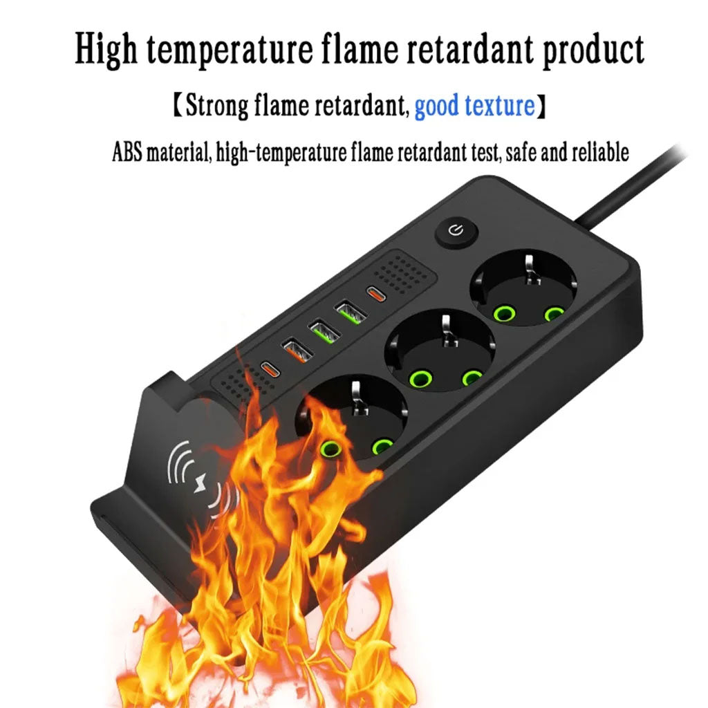 Multiprise 3 SOCKET 2500W avec USB, Type-C et chargement sans fil – مقبس طاقة وشاحن لاسلكي