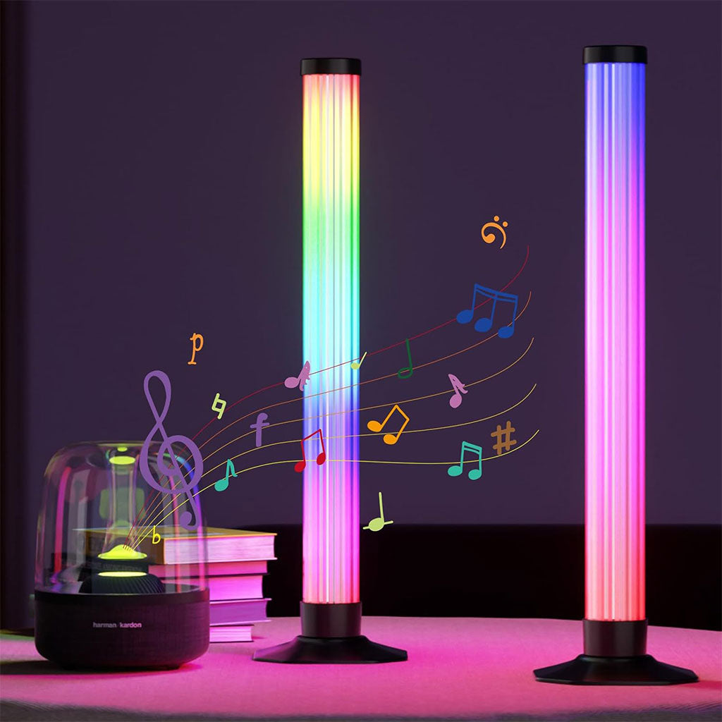 Lampes d’ambiance 2Pcs LED RVB Smart 360° avec plusieurs modes et synchronisation de la musique