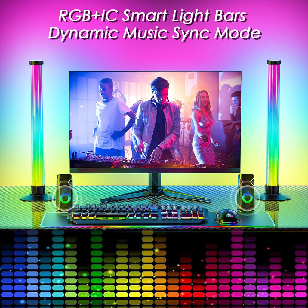 Lampes d’ambiance 2Pcs LED RVB Smart 360° avec plusieurs modes et synchronisation de la musique