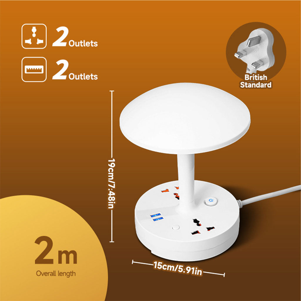 Multiprise et lampe de bureau 2500W avec USB Ports à intensité variable 3 couleurs