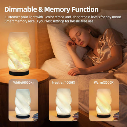 Lampe de chevet et vase lumineux avec 3 couleurs et 9 niveaux de luminosité réglables – مصباح ديكور داخلي