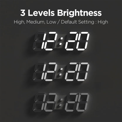 Horloge Murale numérique LED Blanche 3D GH0720L – ساعة رقمية تصميم ثلاثي الأبعاد