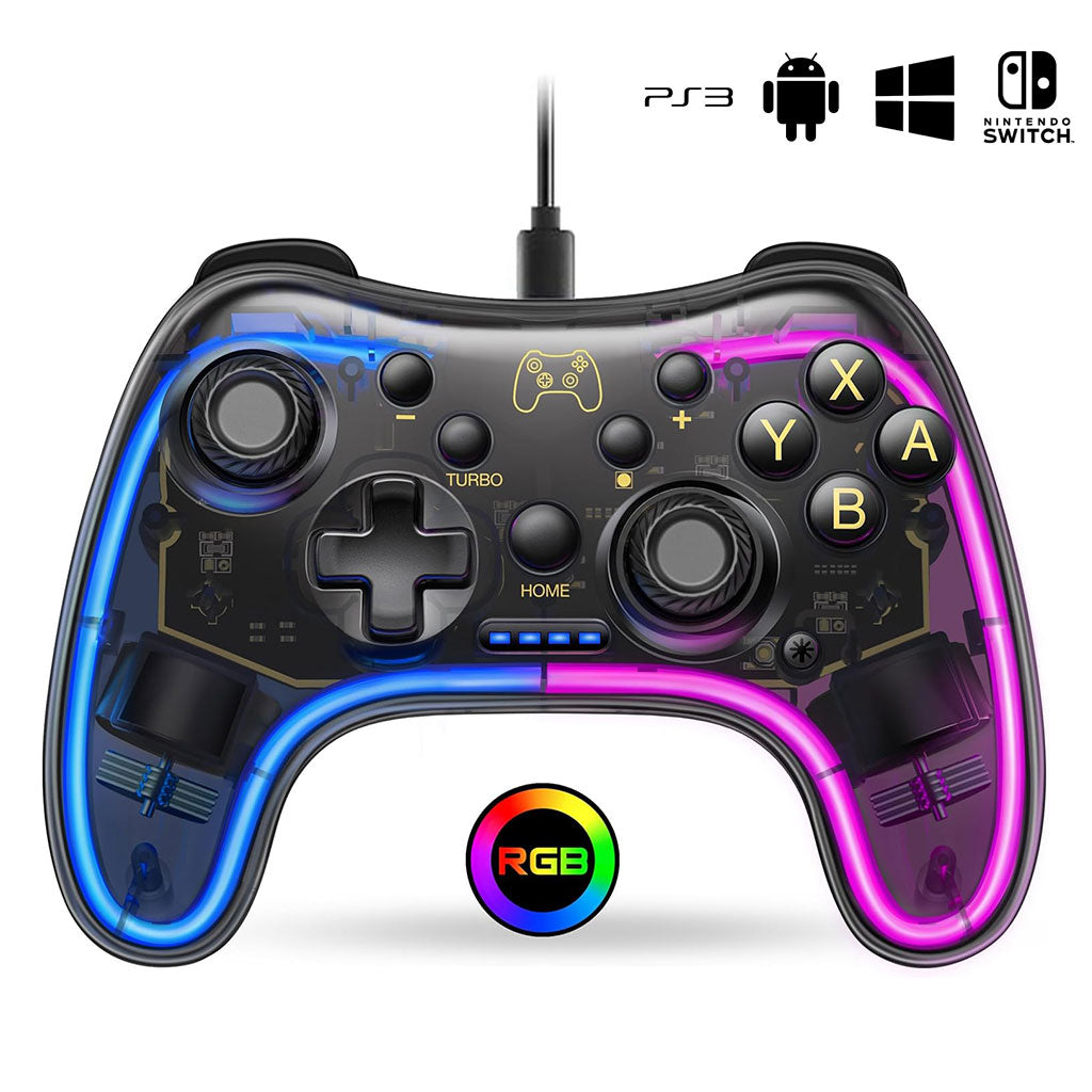 Manette de Jeu Filaire avec Éclairage Néon RGB PG-002W