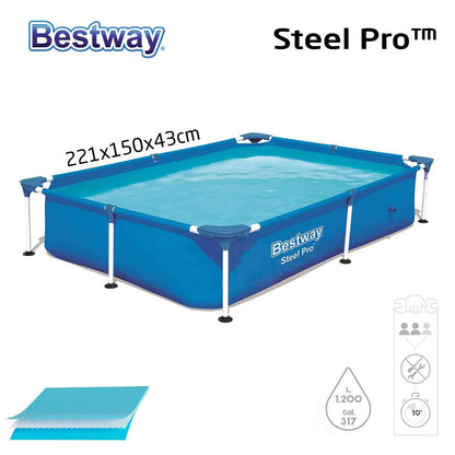 Steel Pro™ Piscine Rectangulaire 221 x 150 x 43cm Bestway 56401 تنزوت