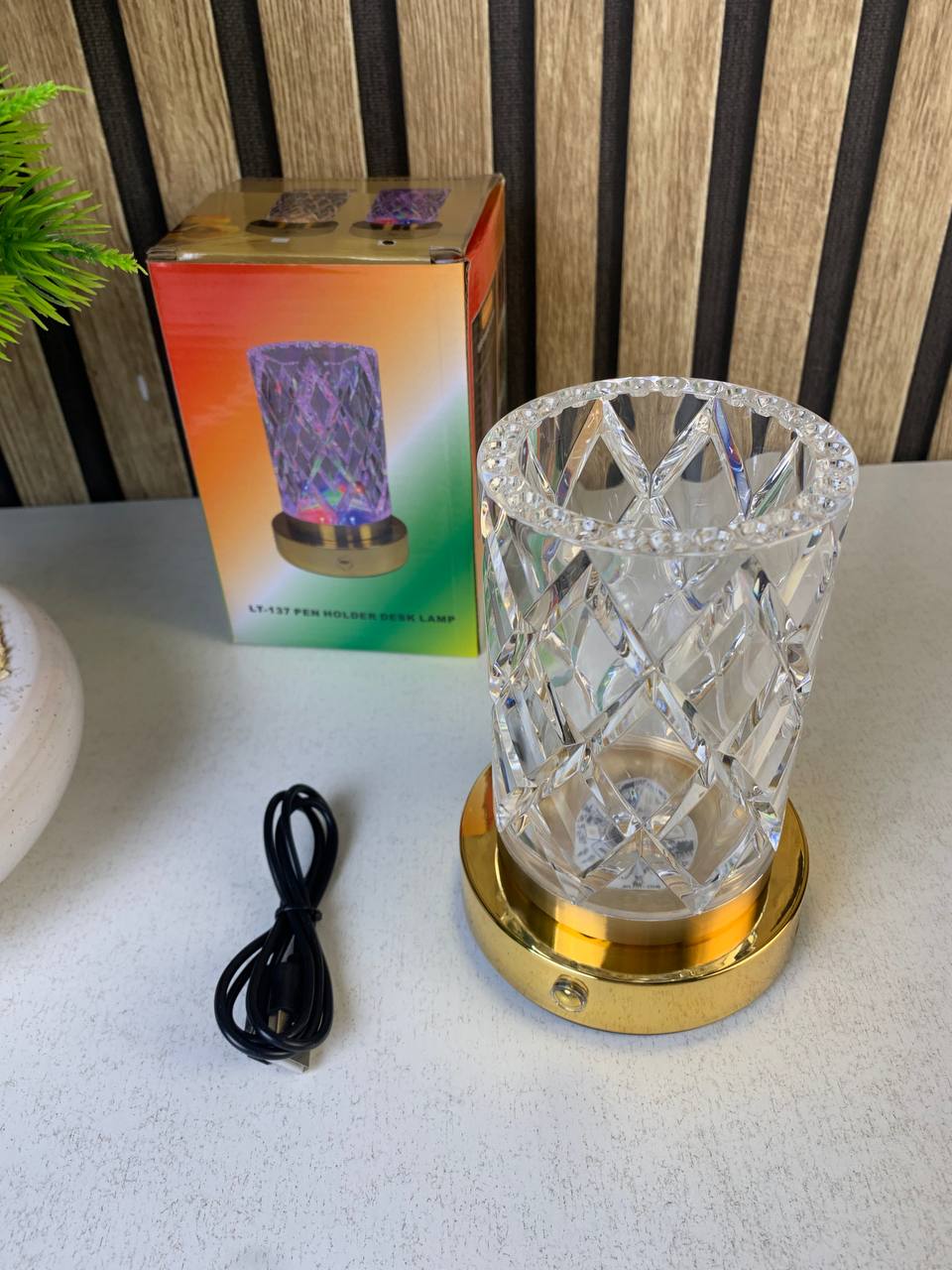 Vase Lumineux LED Tactile en Cristal Couleurs RGB Rechargeable - فازة كريستال مضيئة