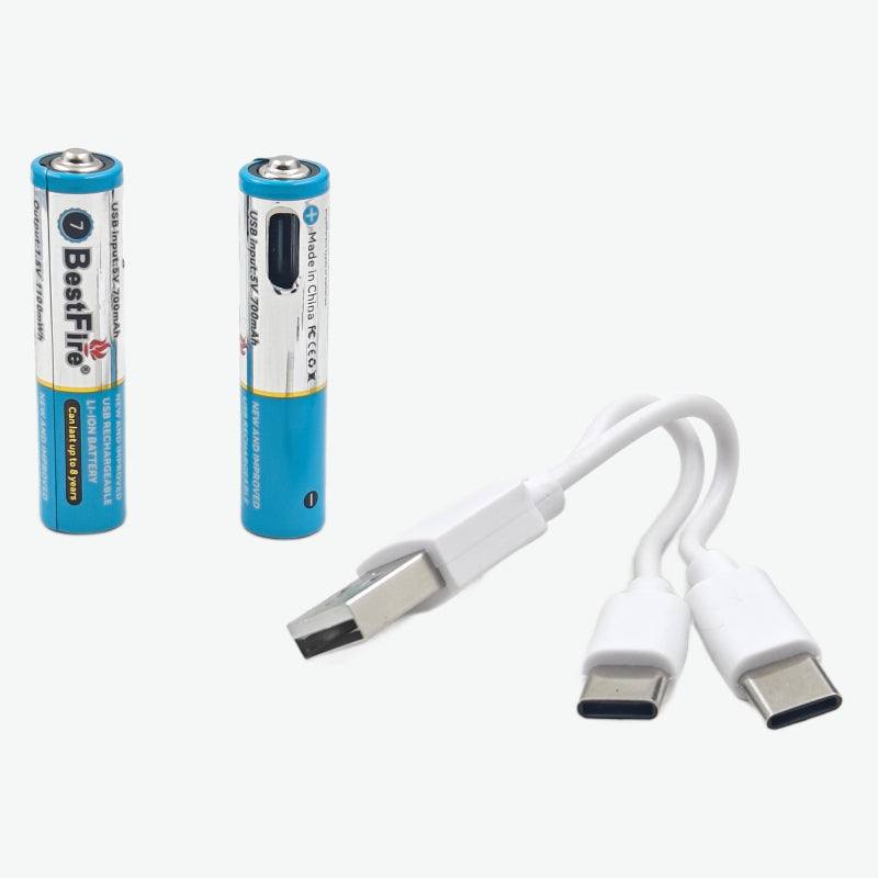 Pile rechargeable USB type C AAA 700mWh en lithium BestFire - بطارية ليثيوم قابلة لإعادة الشحن