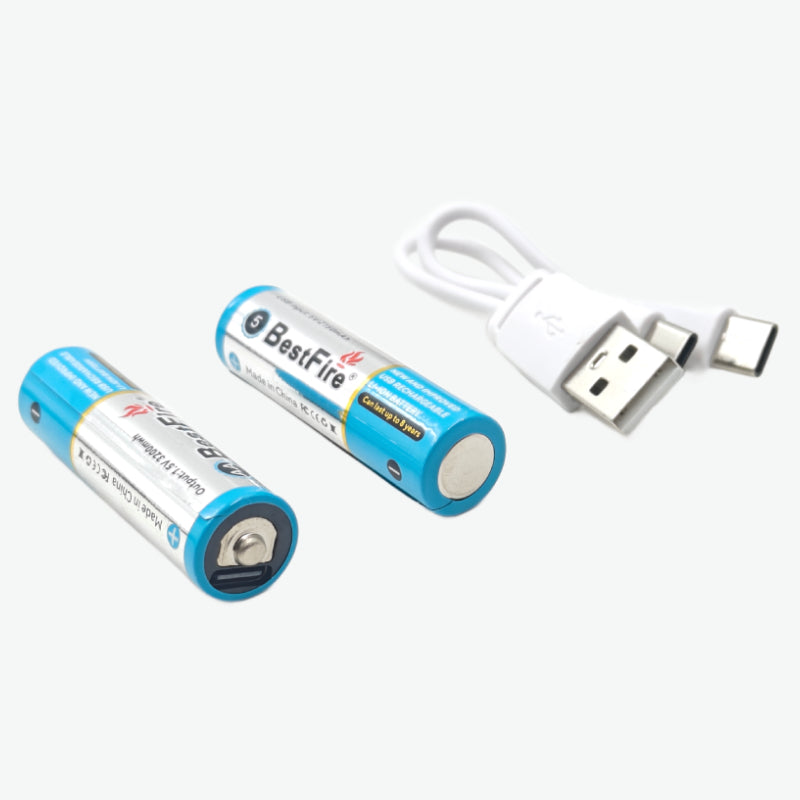 BestFire AA USB Type-C 2150mAh Rechargeable Li-ion Battery - 3200mWh(1.5V) - بطارية ليثيوم قابلة لإعادة الشحن
