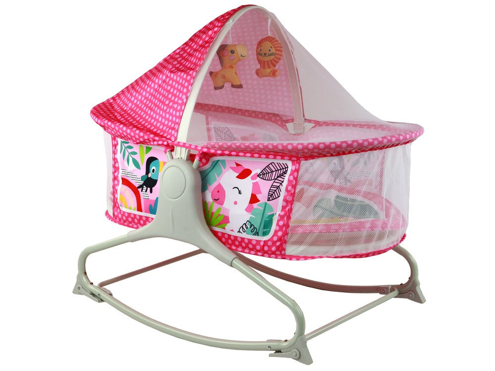 Bassinet Berceau, Lit à bascule avec tapis 2en1, sons et vibrations pour Bébé - سرير أطفال هزاز مع حصيرة