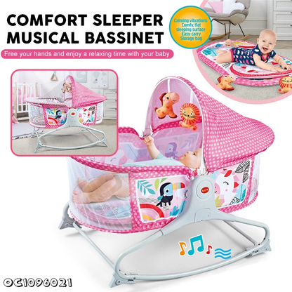 Bassinet Berceau, Lit à bascule avec tapis 2en1, sons et vibrations pour Bébé - سرير أطفال هزاز مع حصيرة