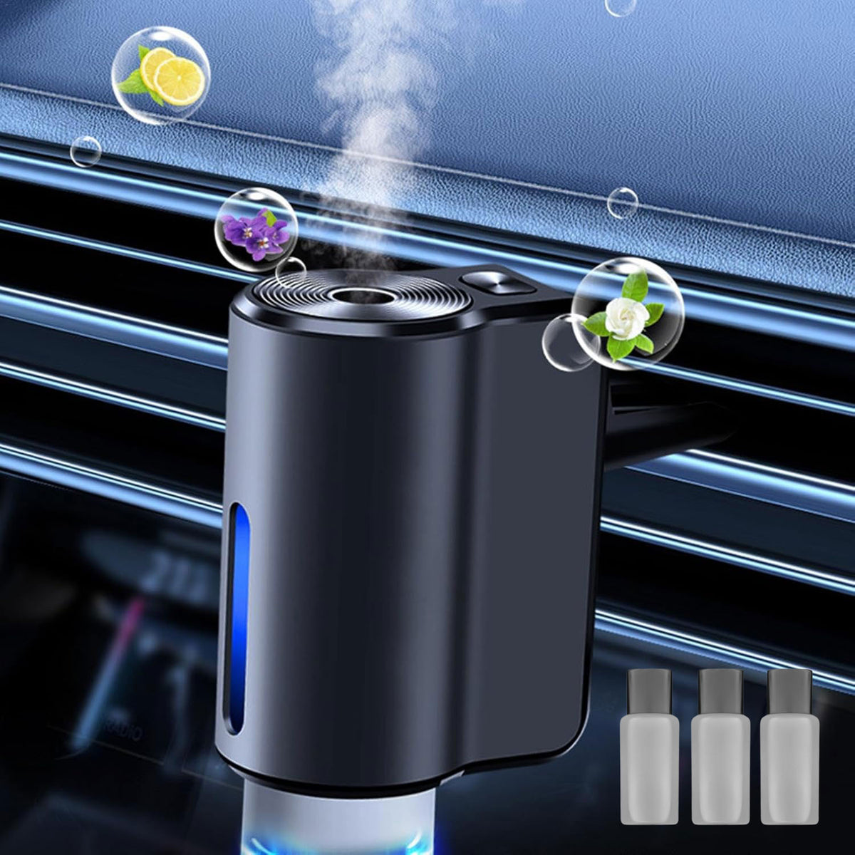 Diffuseur d'huile intelligent à clip sortie de climatisation avec 3 recharge - طقم معطر سيارة