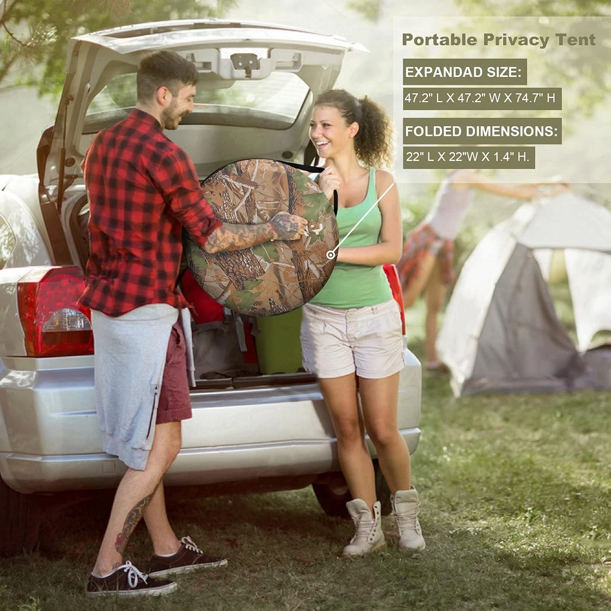 Tente de change pliable protection UPF 50+ et imperméable, 120 x 120 x 190 cm, camouflage - خيمة تغيير الملابس قابلة للطي