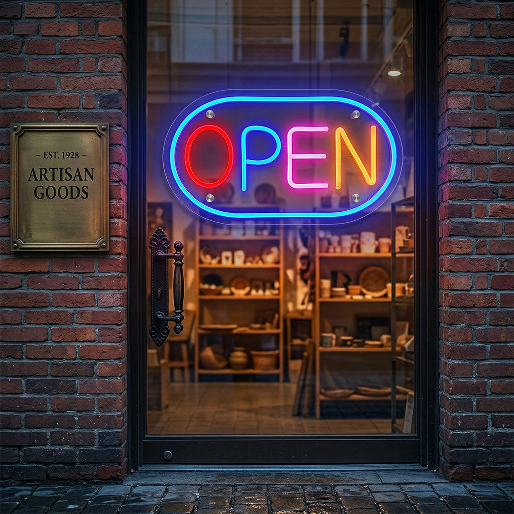 Panneau LED Neon Signe Open - لوحة مضيئة لواجهة محل