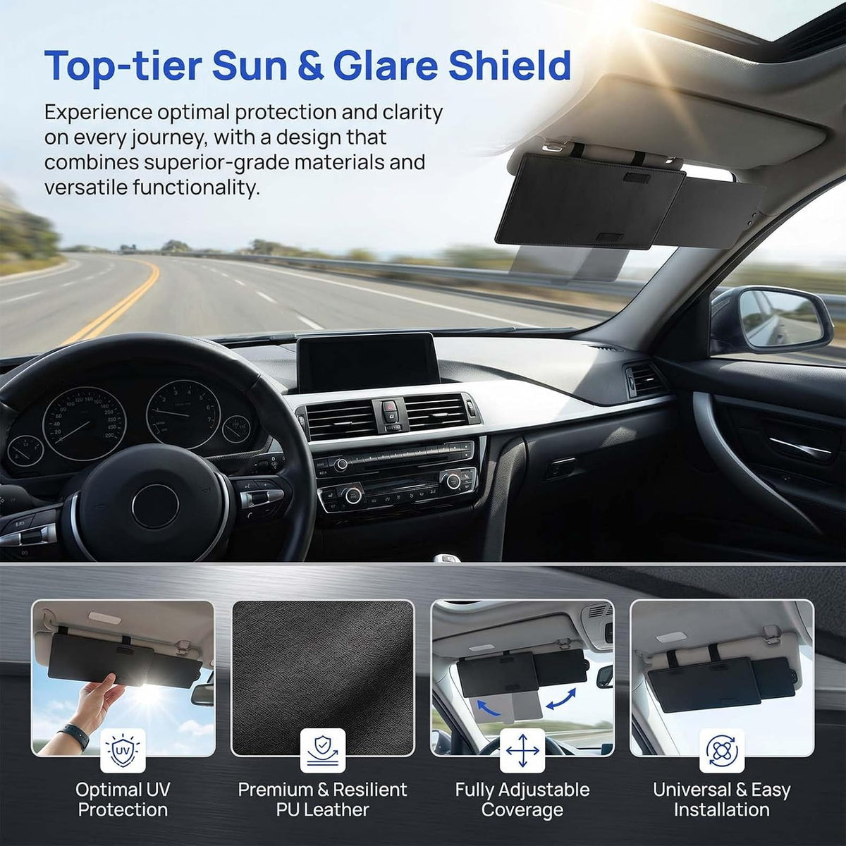 Extension de Pare-Soleil Anti-Éblouissement Ajustable pour Voiture - حاجِب شمس ومظلة للسيارات واقٍ من الأشعة فوق البنفسجية