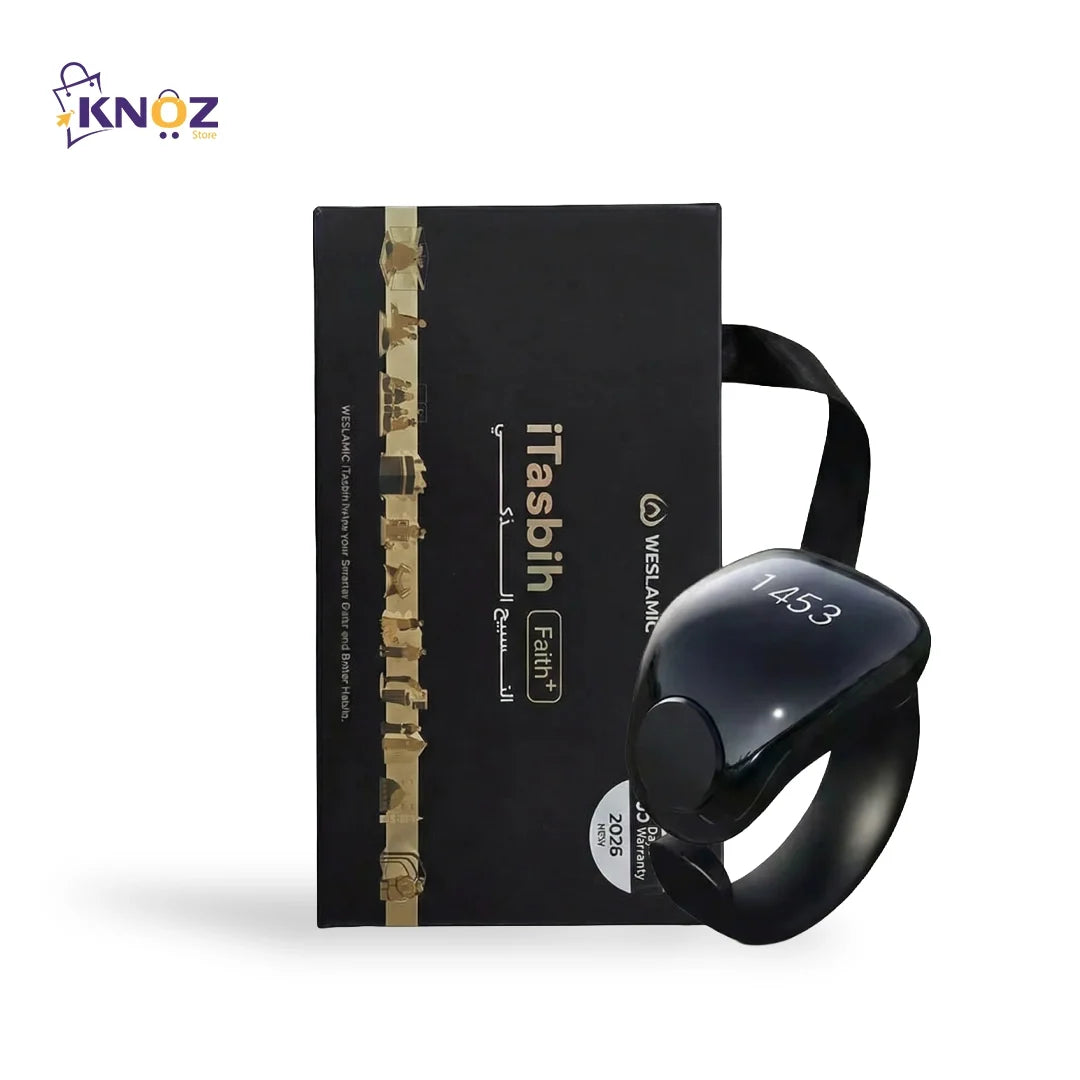 Anneau de Zikr Étanche avec Écran OLED iTasbih Faith+ Black - خاتم التسبيح الذكي المقاوم للماء بـ5 مقاسات