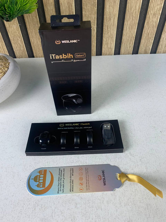 Anneau de Zikr Étanche avec Écran OLED iTasbih Salam+ - خاتم التسبيح الذكي المقاوم للماء بـ3 مقاسات