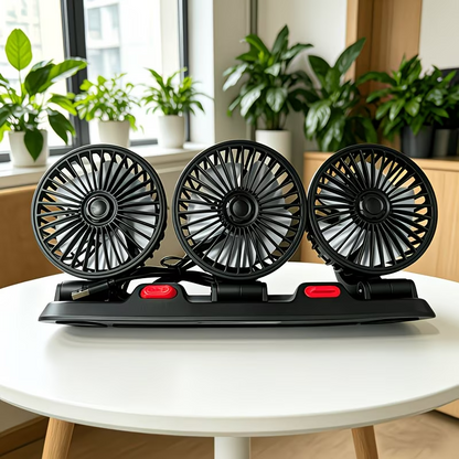 Ventilateur de Voiture USB Haute Vitesse 360° Réglable 3 Têtes 12/ 24 V - مروحة سيارة قابلة للتعديل بزاوية 360 درجة بثلاثة رؤوس
