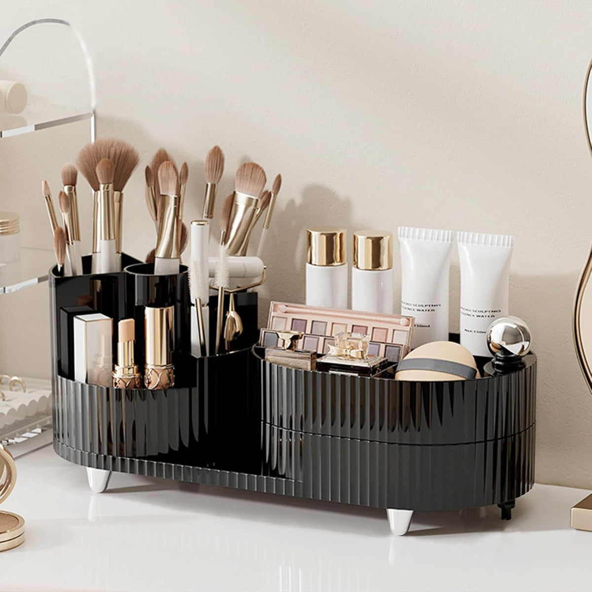 Organisateur de Maquillage Rotatif à 360° Deux Zones - منظم المكياج والأدوات الدوار 360 درجة