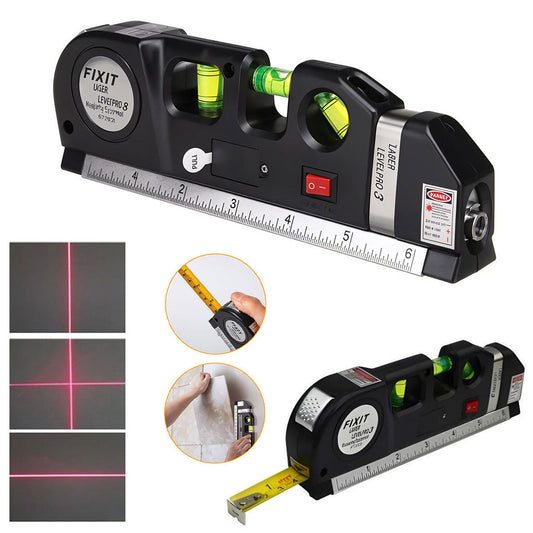 Niveau Laser 4en1 Fixit Level pro 3 Outil de musure Polyvalent Ruban De 8 Pieds