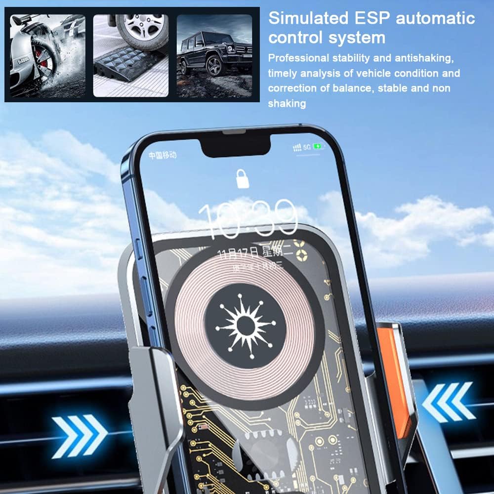 Support Téléphone Voiture avec Chargeur Sans Fil 15W Modèle C10 Design Transparent - حامل هاتف للسيارة مع شاحن لاسلكي سريع 15 واط موديل