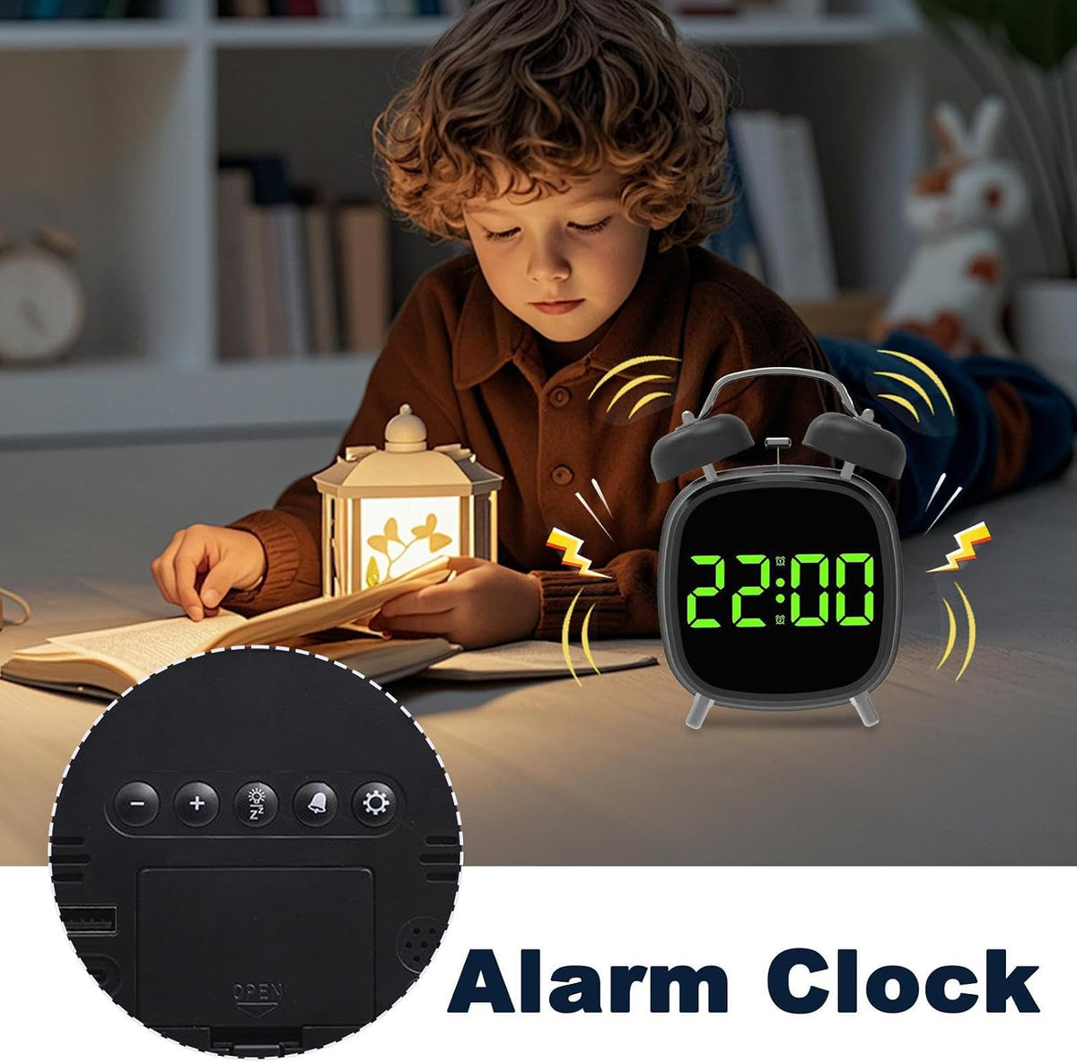 Réveil Numérique Intelligent LED Minuterie Luminescence Réglable et Port USB GHB032 - منبه رقمي ذكي مع مؤقت وإضاءة وتحكم بالصوت