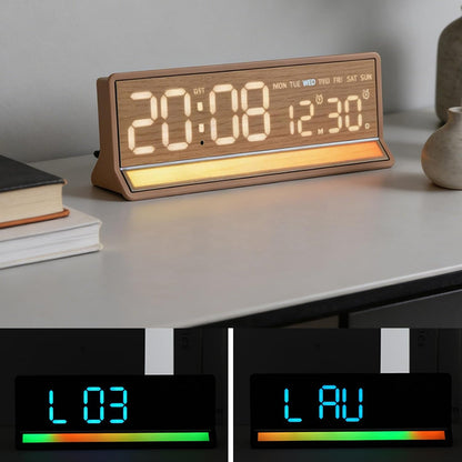 Horloge LED Numérique avec Éclairage Coloré Réactif au Son 5536 - ساعة رقمية بإضاءة ملونة تتفاعل مع الصوت
