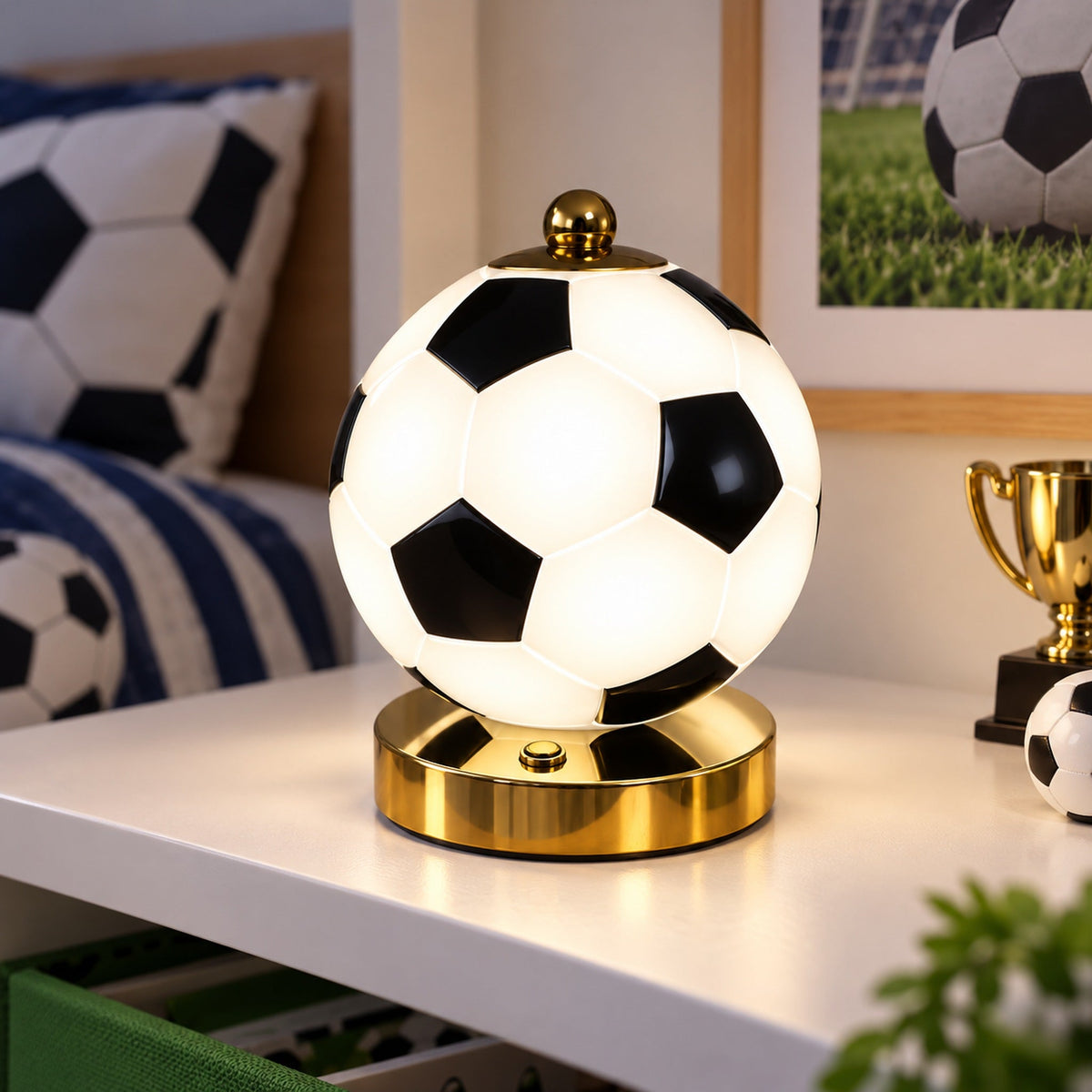 Lampe Ballon de Football LED – مجسم كرة القدم الذهبي للزينة والهدايا