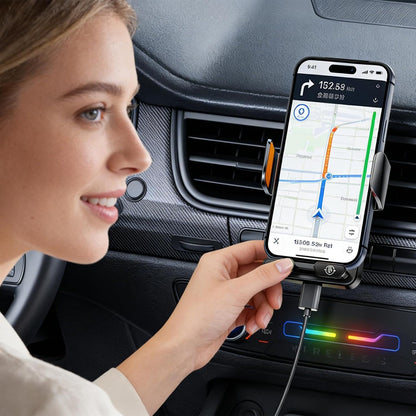 Support Téléphone Voiture avec Chargeur Sans Fil 15W Modèle F6 Induction Intelligente - حامل هاتف للسيارة مع شاحن لاسلكي سريع 15 واط