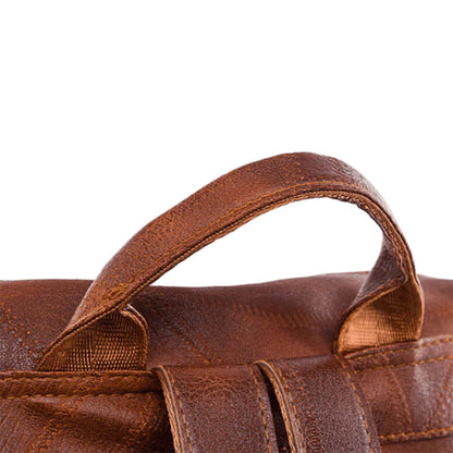 Sac à dos rétro en cuir synthétique pour femme marron - حقيبة ظهر نسائية من الجلد