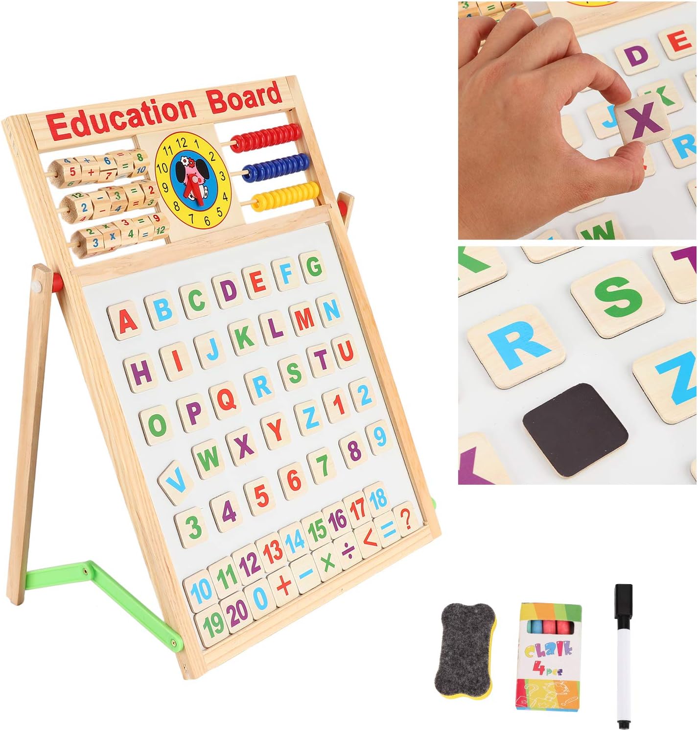 Tableau éducatifs magnétique double face en bois pour enfants
